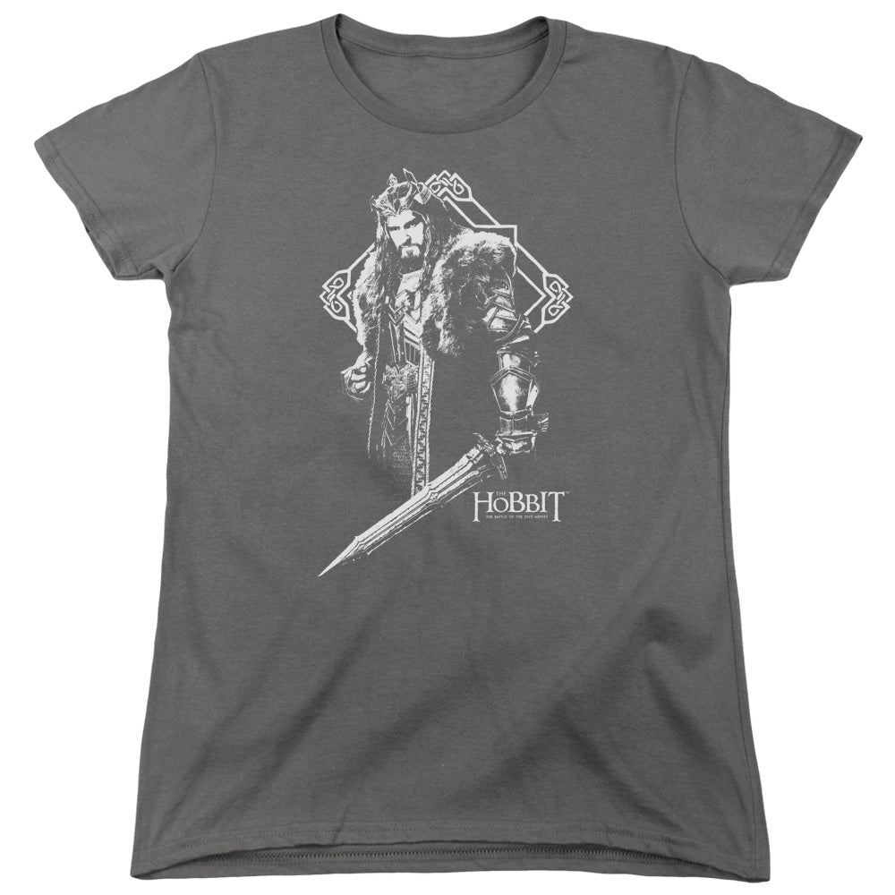 AN OFFCIALLY LICENSED HOBBIT KING THORIN WOMEN'S REGULAR FIT T-SHIRT CHARCOAL