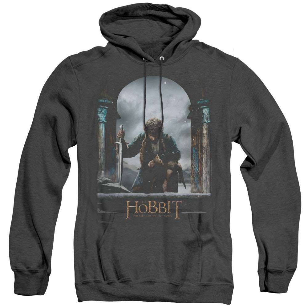 AN OFFCIALLY LICENSED HOBBIT BILBO POSTER ADULT UNISEX HEATHER PULLOVER HOODIE BLACK