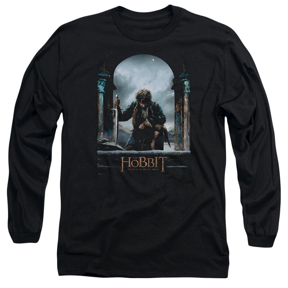AN OFFCIALLY LICENSED HOBBIT BILBO POSTER MEN'S LONG SLEEVE T-SHIRT BLACK