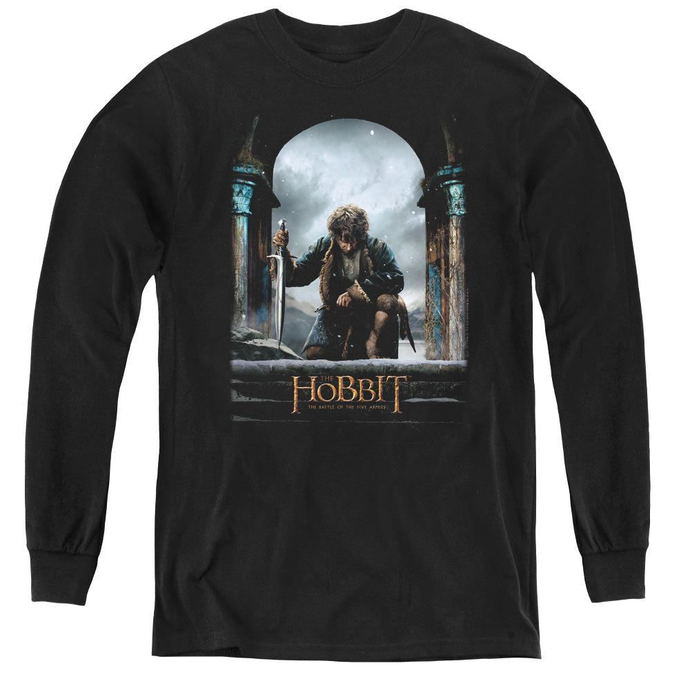 AN OFFCIALLY LICENSED HOBBIT BILBO POSTER YOUTH LONG SLEEVE T-SHIRT BLACK