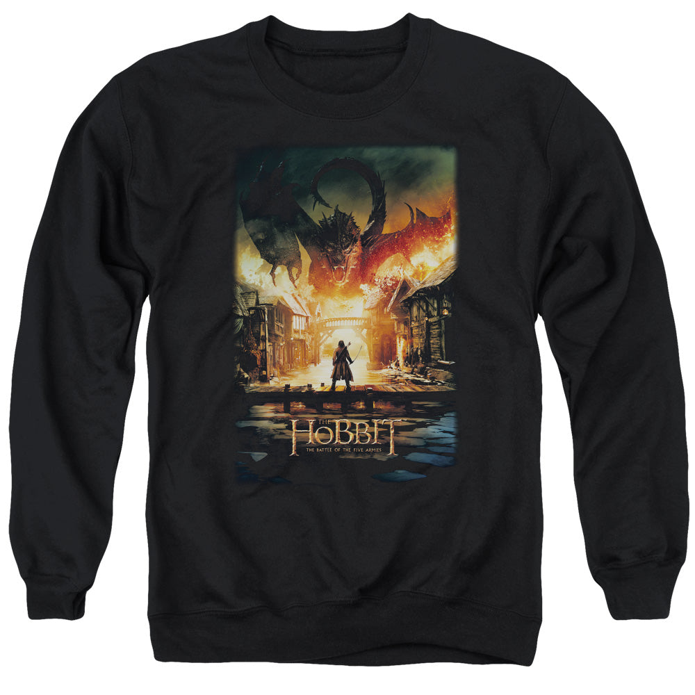 AN OFFCIALLY LICENSED HOBBIT SMAUG POSTER ADULT UNISEX CREWNECK SWEATSHIRT BLACK