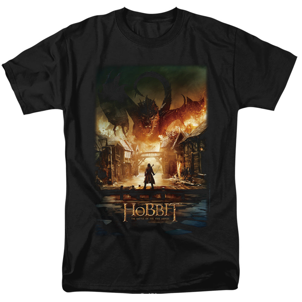 AN OFFCIALLY LICENSED HOBBIT SMAUG POSTER MEN'S REGULAR FIT T-SHIRT BLACK