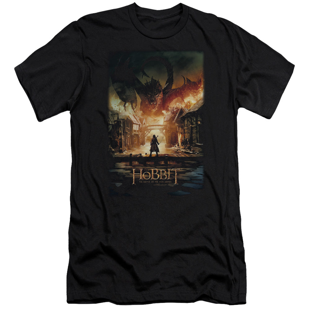 AN OFFCIALLY LICENSED HOBBIT SMAUG POSTER MEN'S PREMIUM SLIM FIT T-SHIRT BLACK