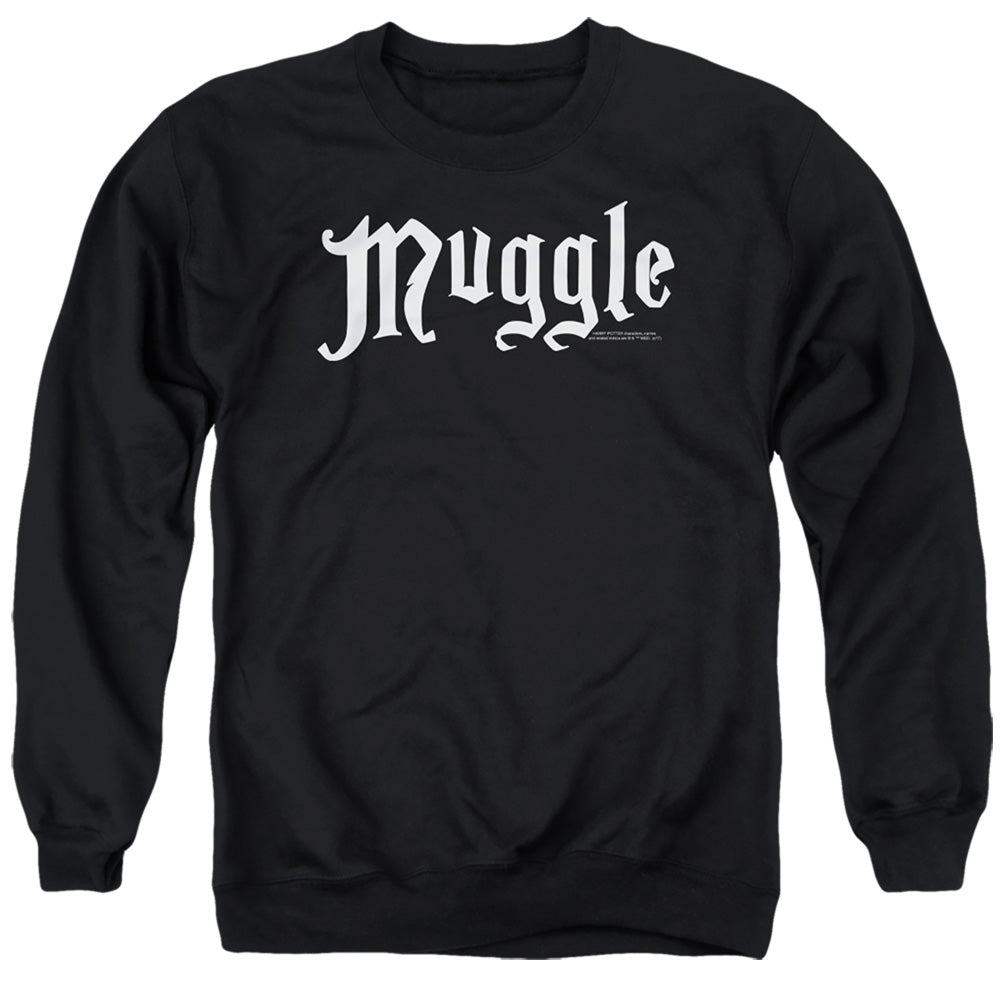 AN OFFCIALLY LICENSED HARRY POTTER MUGGLE ADULT UNISEX CREWNECK SWEATSHIRT BLACK