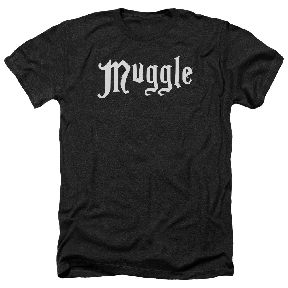 AN OFFCIALLY LICENSED HARRY POTTER MUGGLE MEN'S HEATHER T-SHIRT CHARCOAL