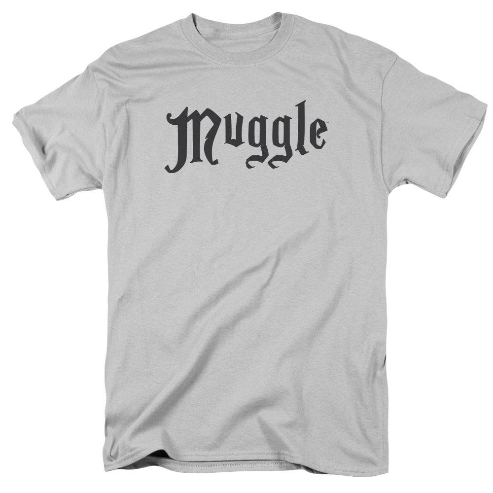 AN OFFCIALLY LICENSED HARRY POTTER MUGGLE MEN'S REGULAR FIT T-SHIRT SILVER