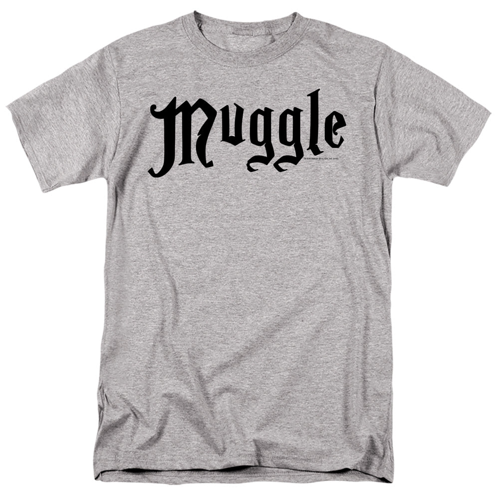 AN OFFCIALLY LICENSED HARRY POTTER MUGGLE MEN'S REGULAR FIT T-SHIRT ATHLETIC HEATHER