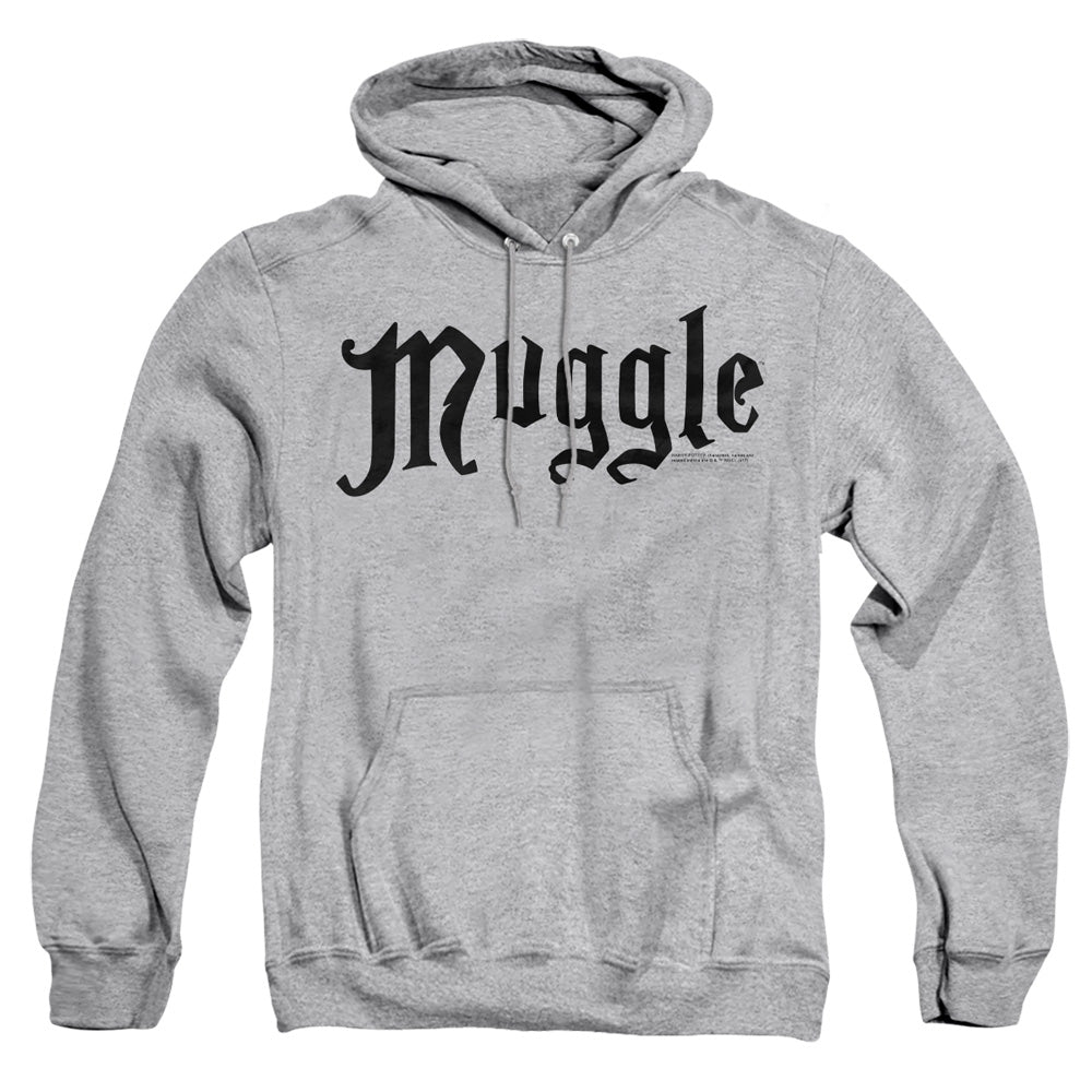 AN OFFCIALLY LICENSED HARRY POTTER MUGGLE ADULT UNISEX PULLOVER HOODIE ATHLETIC HEATHER