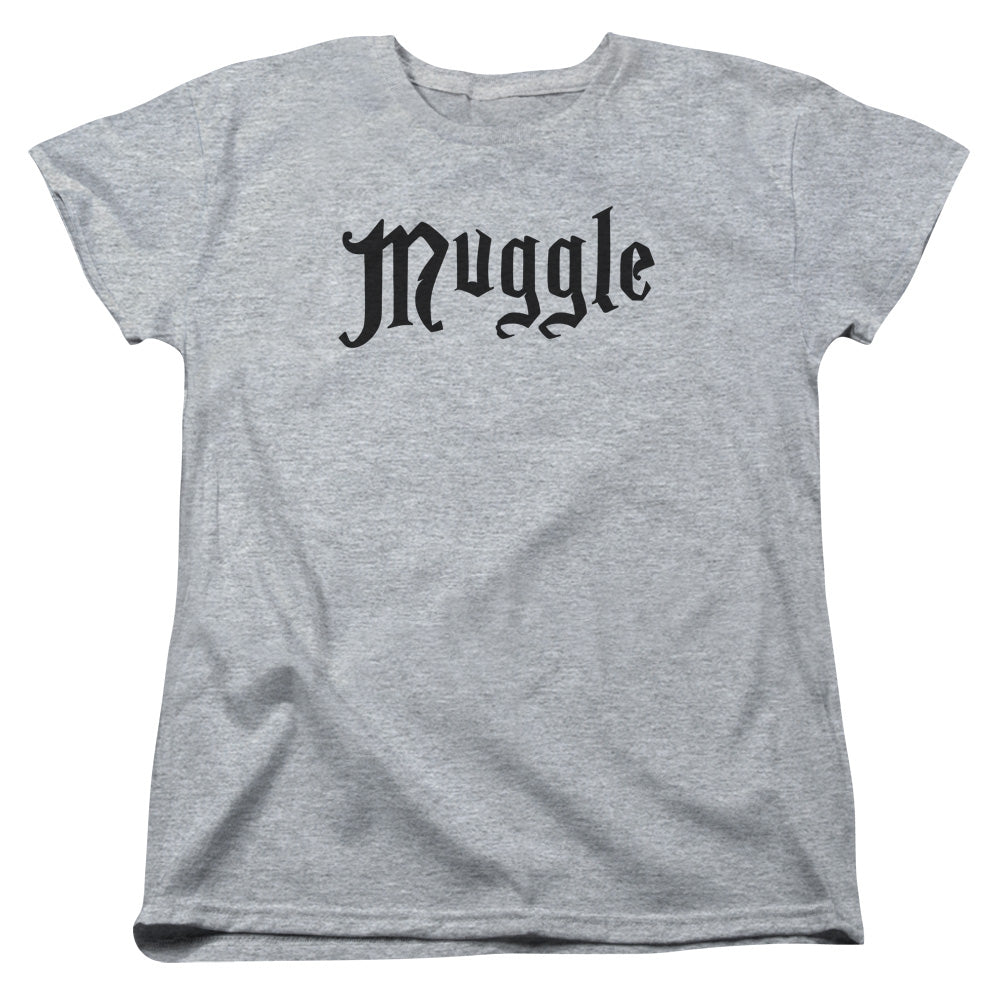 AN OFFCIALLY LICENSED HARRY POTTER MUGGLE WOMEN'S REGULAR FIT T-SHIRT ATHLETIC HEATHER