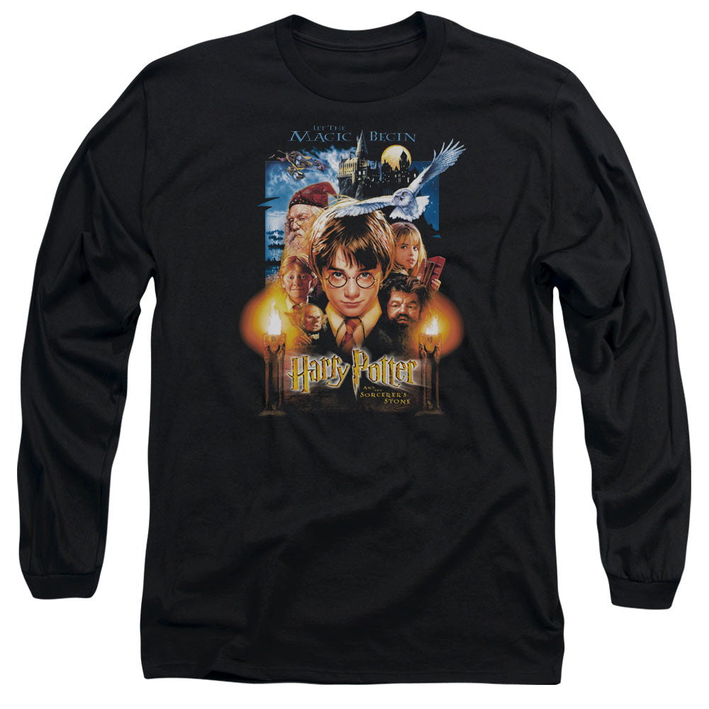 AN OFFCIALLY LICENSED HARRY POTTER MOVIE POSTER MEN'S LONG SLEEVE T-SHIRT BLACK