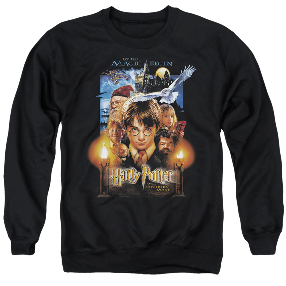 AN OFFCIALLY LICENSED HARRY POTTER MOVIE POSTER ADULT UNISEX CREWNECK SWEATSHIRT BLACK