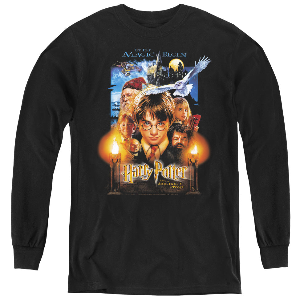 AN OFFCIALLY LICENSED HARRY POTTER MOVIE POSTER YOUTH LONG SLEEVE T-SHIRT BLACK