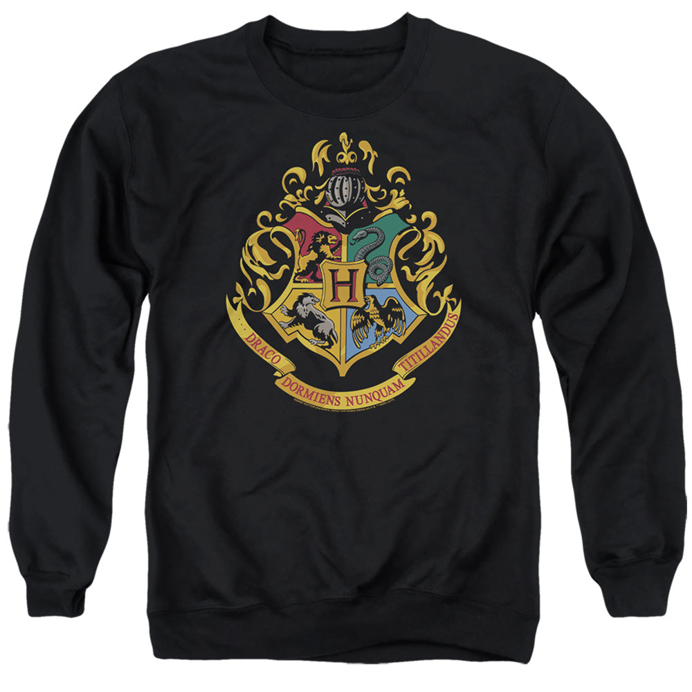 AN OFFCIALLY LICENSED HARRY POTTER HOGWARTS SCHOOL CREST ADULT UNISEX CREWNECK SWEATSHIRT BLACK