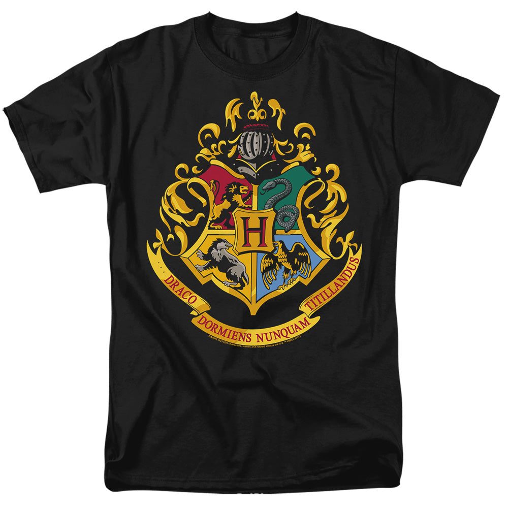AN OFFCIALLY LICENSED HARRY POTTER HOGWARTS SCHOOL CREST MEN'S REGULAR FIT T-SHIRT BLACK