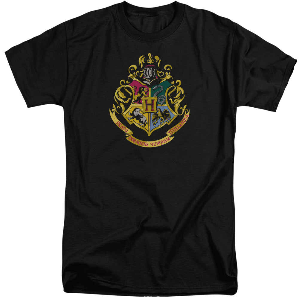 AN OFFCIALLY LICENSED HARRY POTTER HOGWARTS SCHOOL CREST MEN'S TALL FIT T-SHIRT BLACK