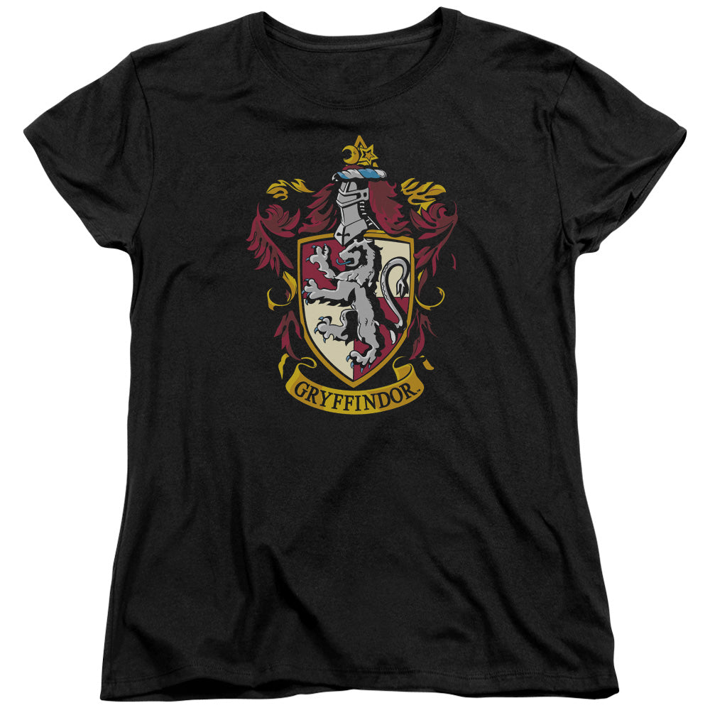 AN OFFCIALLY LICENSED HARRY POTTER GRYFFINDOR CREST WOMEN'S REGULAR FIT T-SHIRT BLACK