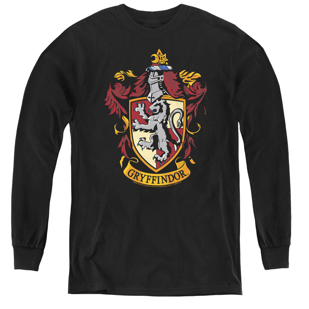 AN OFFCIALLY LICENSED HARRY POTTER GRYFFINDOR CREST YOUTH LONG SLEEVE T-SHIRT BLACK
