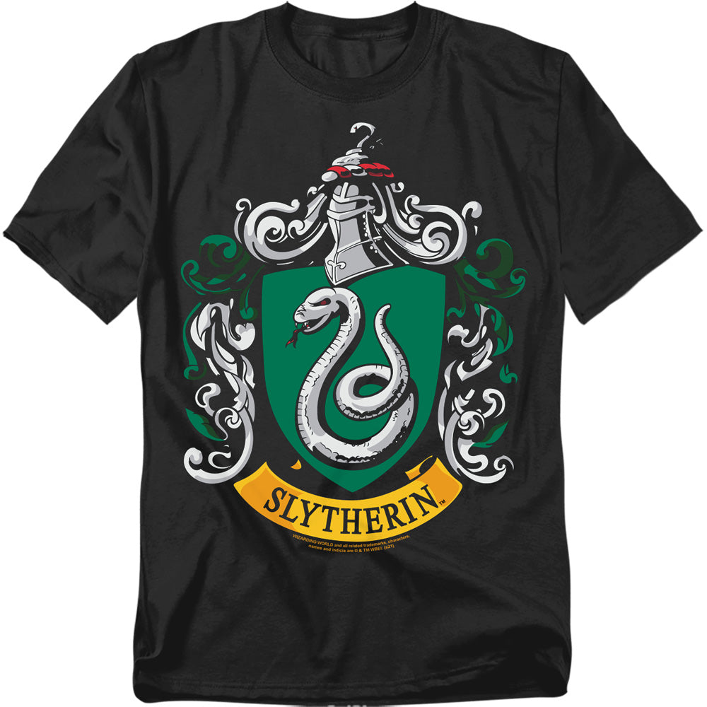 AN OFFCIALLY LICENSED HARRY POTTER SLYTHERIN CREST MEN'S REGULAR FIT T-SHIRT BLACK