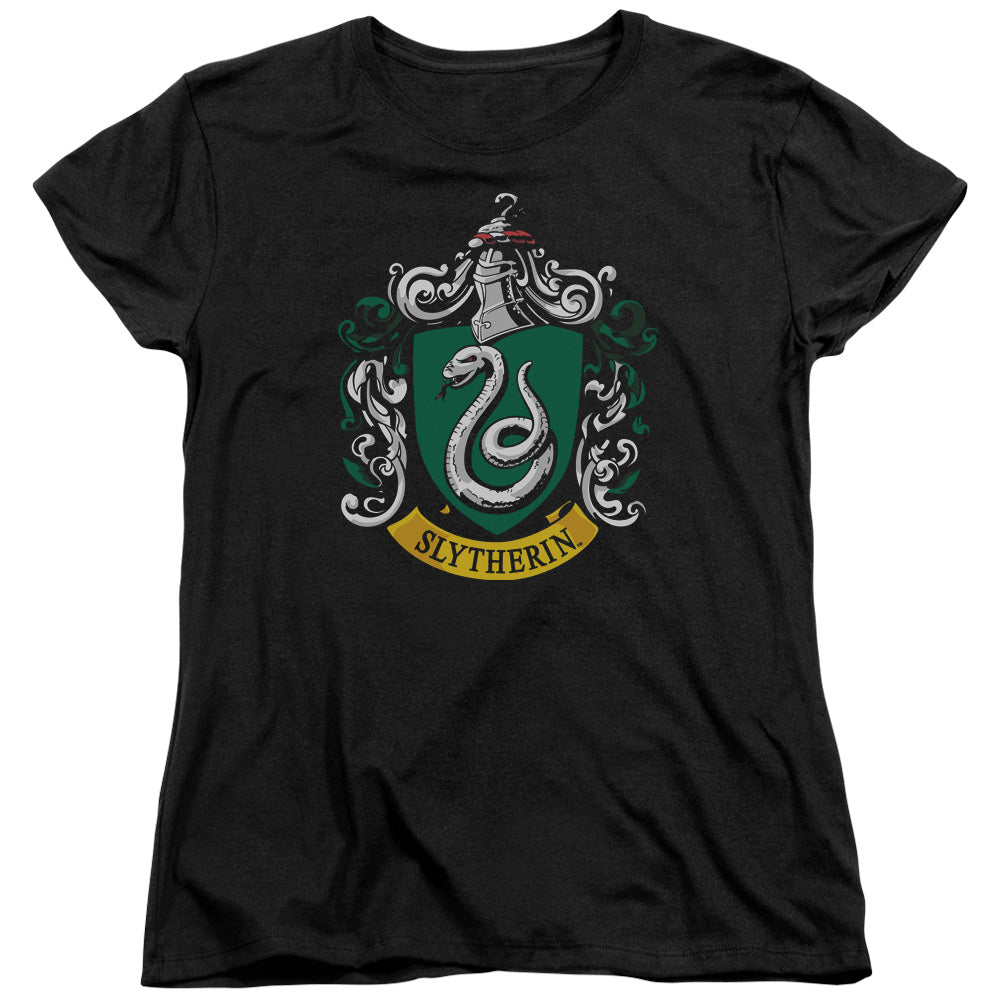 AN OFFCIALLY LICENSED HARRY POTTER SLYTHERIN CREST WOMEN'S REGULAR FIT T-SHIRT BLACK