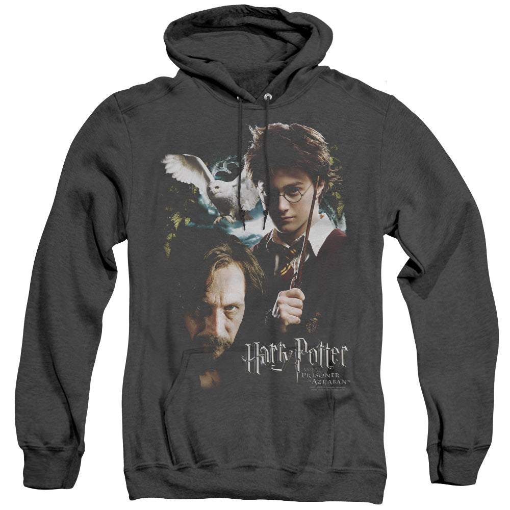AN OFFCIALLY LICENSED HARRY POTTER HARRY AND SIRIUS ADULT UNISEX HEATHER PULLOVER HOODIE BLACK