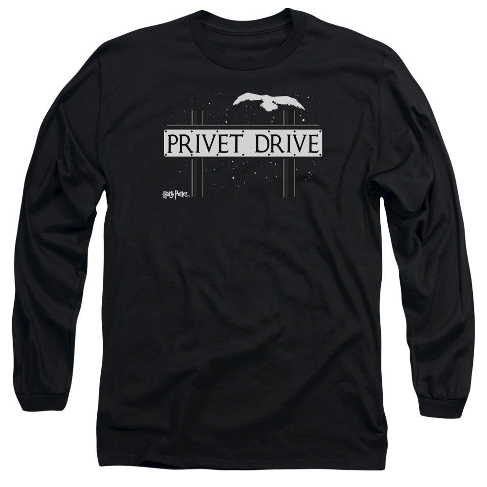 AN OFFCIALLY LICENSED HARRY POTTER PRIVET DRIVE MEN'S LONG SLEEVE T-SHIRT BLACK