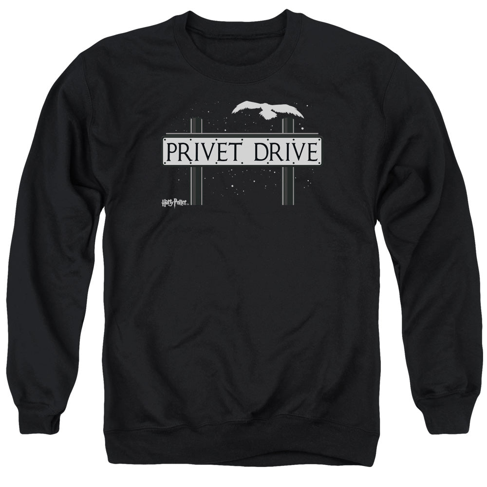 AN OFFCIALLY LICENSED HARRY POTTER PRIVET DRIVE ADULT UNISEX CREWNECK SWEATSHIRT BLACK