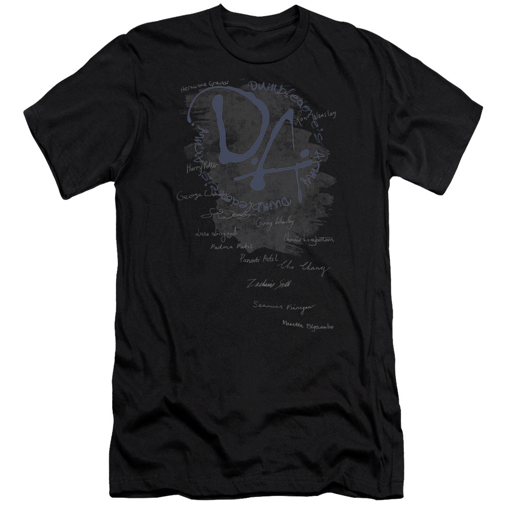 AN OFFCIALLY LICENSED HARRY POTTER DUMBLEDORES ARMY MEN'S PREMIUM SLIM FIT T-SHIRT BLACK