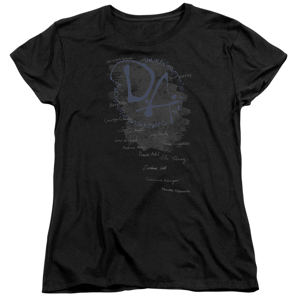 AN OFFCIALLY LICENSED HARRY POTTER DUMBLEDORES ARMY WOMEN'S REGULAR FIT T-SHIRT BLACK