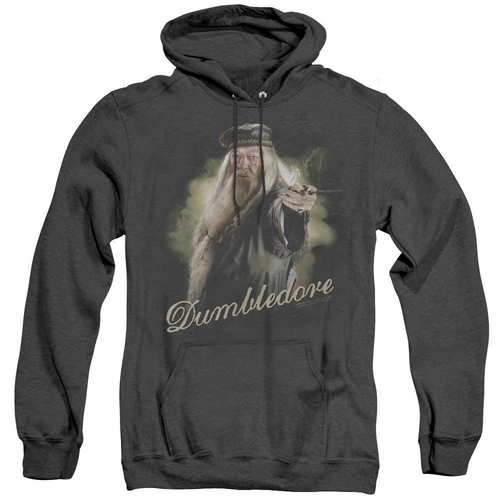 AN OFFCIALLY LICENSED HARRY POTTER DUMBLEDORE WAND ADULT UNISEX HEATHER PULLOVER HOODIE BLACK