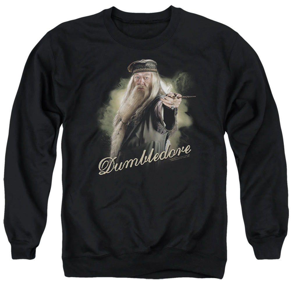 AN OFFCIALLY LICENSED HARRY POTTER DUMBLEDORE WAND ADULT UNISEX CREWNECK SWEATSHIRT BLACK