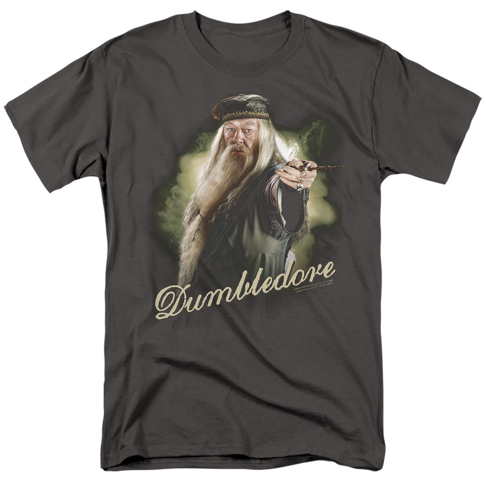 AN OFFCIALLY LICENSED HARRY POTTER DUMBLEDORE WAND MEN'S REGULAR FIT T-SHIRT BLACK