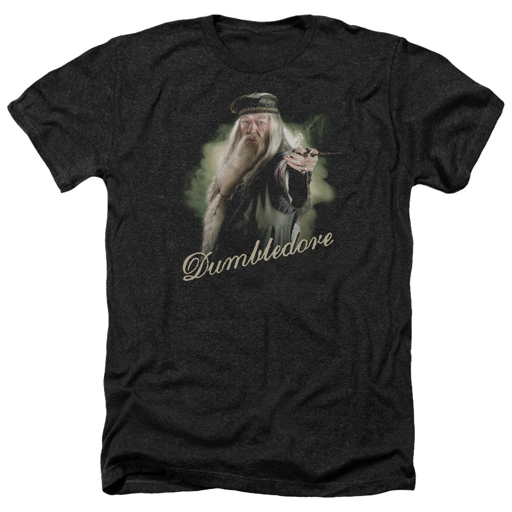 AN OFFCIALLY LICENSED HARRY POTTER DUMBLEDORE WAND MEN'S HEATHER T-SHIRT CHARCOAL
