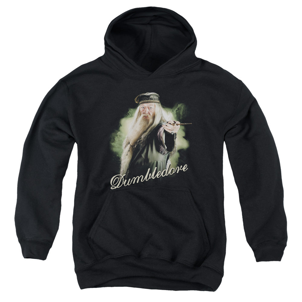 AN OFFCIALLY LICENSED HARRY POTTER DUMBLEDORE WAND YOUTH HOODIE BLACK
