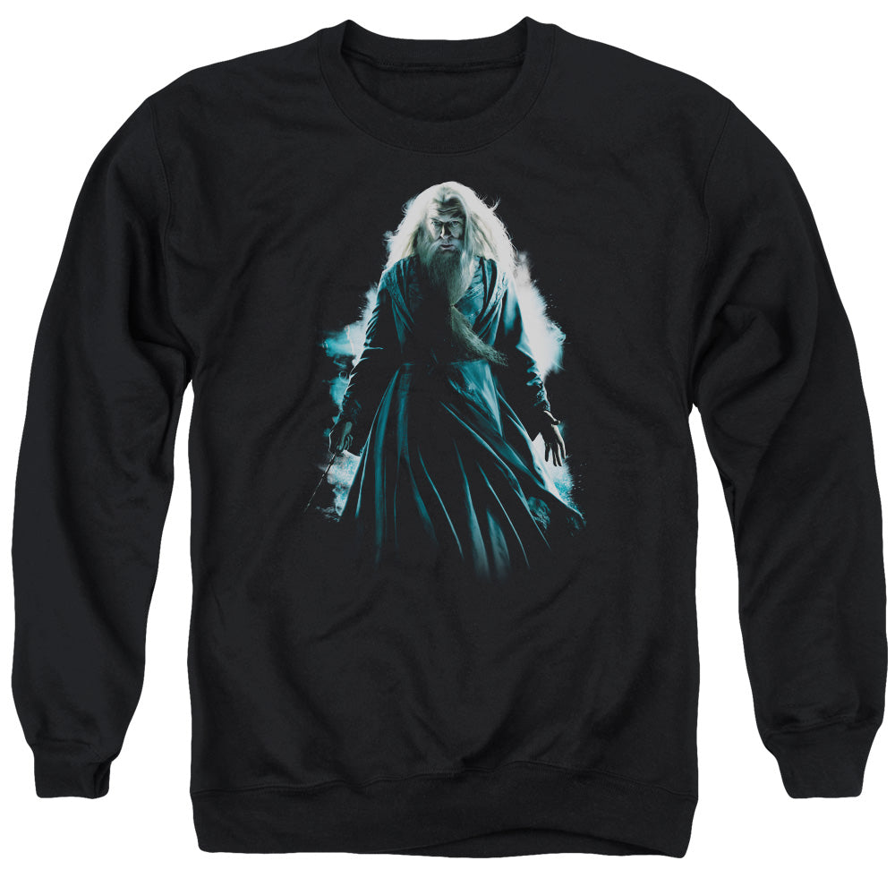 AN OFFCIALLY LICENSED HARRY POTTER DUMBLEDORE BURST ADULT UNISEX CREWNECK SWEATSHIRT BLACK