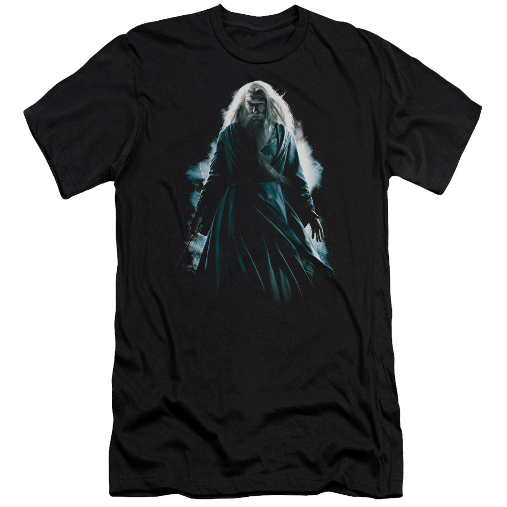AN OFFCIALLY LICENSED HARRY POTTER DUMBLEDORE BURST MEN'S PREMIUM SLIM FIT T-SHIRT BLACK