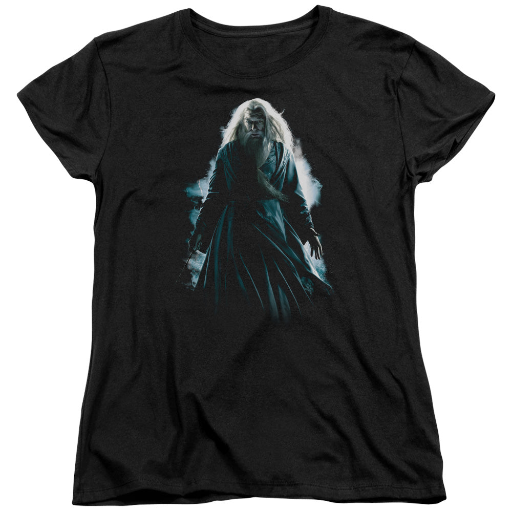 AN OFFCIALLY LICENSED HARRY POTTER DUMBLEDORE BURST WOMEN'S REGULAR FIT T-SHIRT BLACK