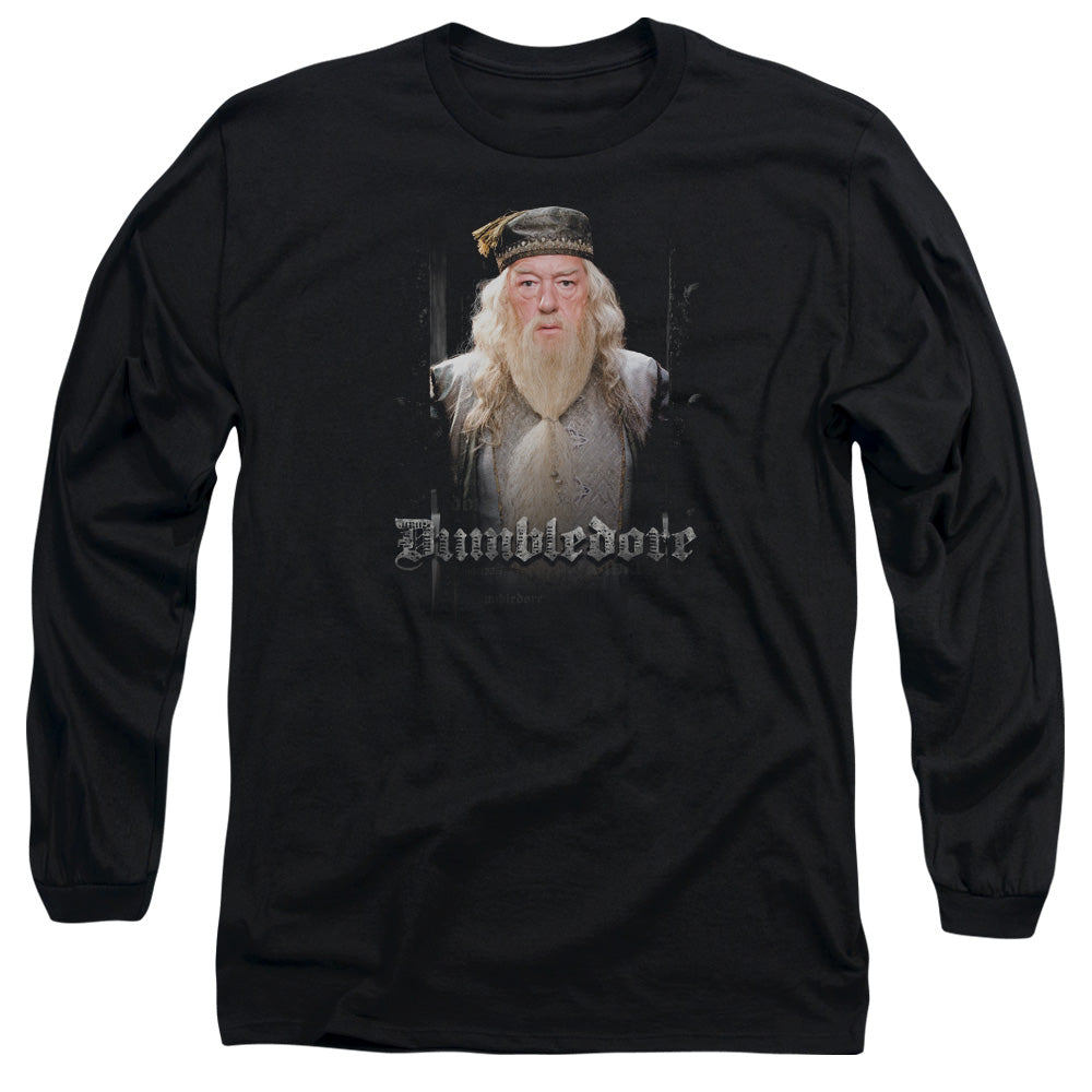 AN OFFCIALLY LICENSED HARRY POTTER DUMBLE DOORS MEN'S LONG SLEEVE T-SHIRT BLACK