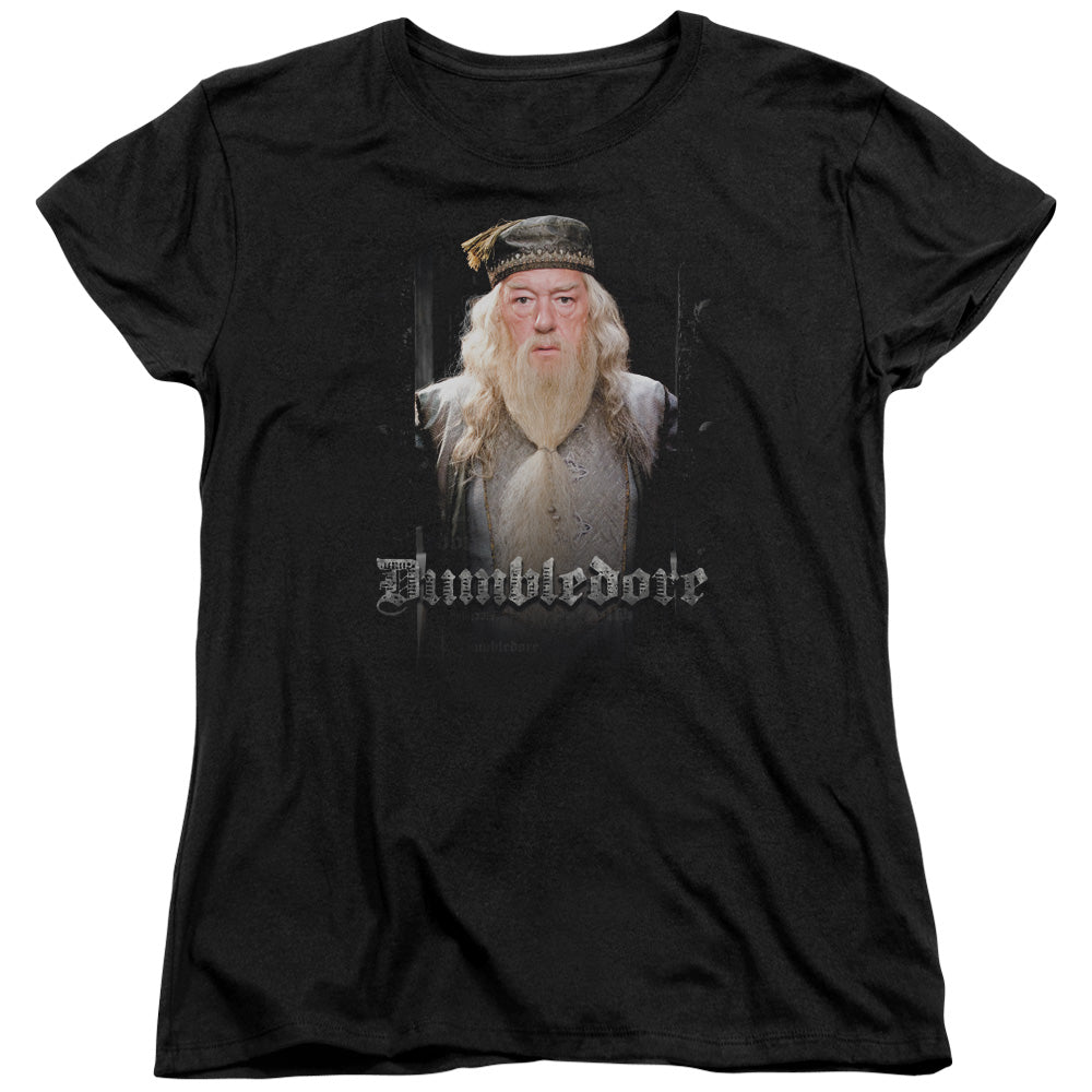 AN OFFCIALLY LICENSED HARRY POTTER DUMBLE DOORS WOMEN'S REGULAR FIT T-SHIRT BLACK