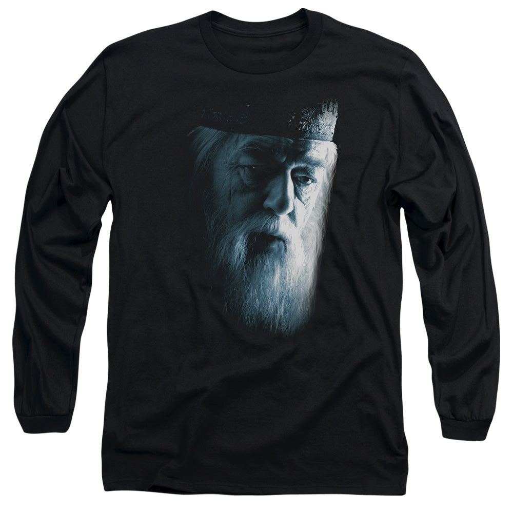 AN OFFCIALLY LICENSED HARRY POTTER DUMBLEDORE FACE MEN'S LONG SLEEVE T-SHIRT BLACK