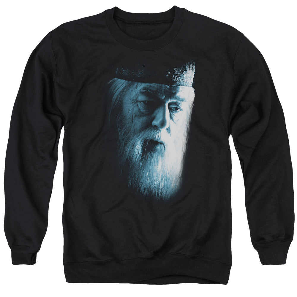 AN OFFCIALLY LICENSED HARRY POTTER DUMBLEDORE FACE ADULT UNISEX CREWNECK SWEATSHIRT BLACK