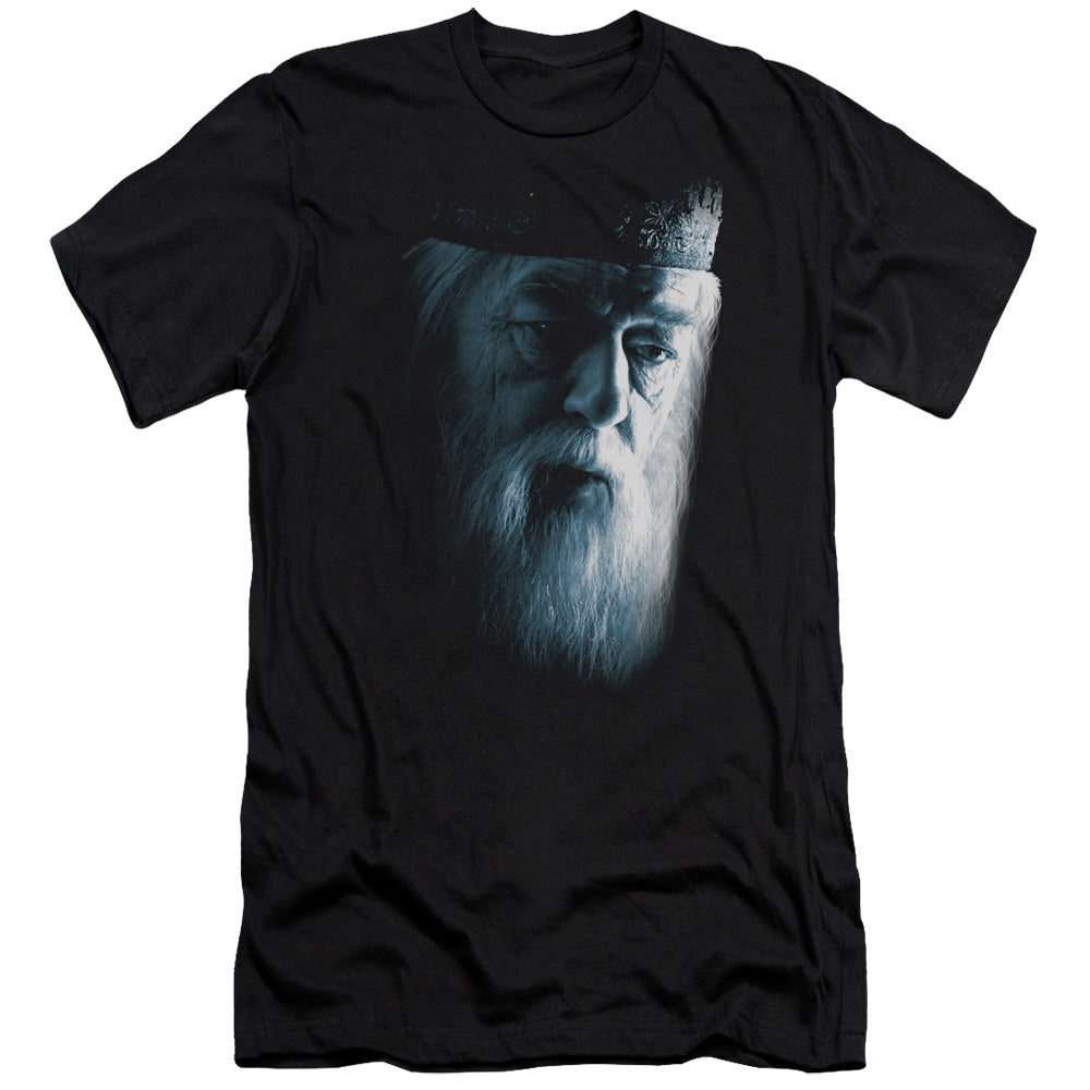 AN OFFCIALLY LICENSED HARRY POTTER DUMBLEDORE FACE MEN'S PREMIUM SLIM FIT T-SHIRT BLACK