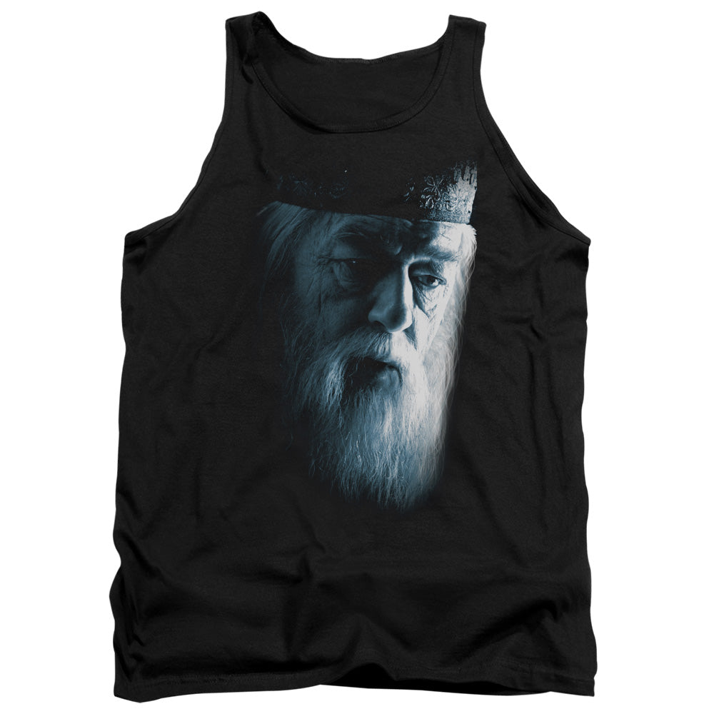 AN OFFCIALLY LICENSED HARRY POTTER DUMBLEDORE FACE ADULT UNISEX TANK TOP BLACK