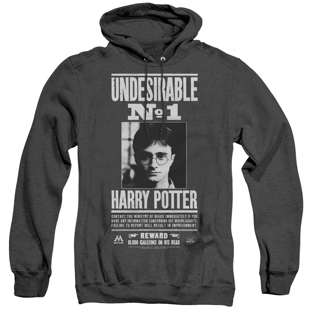AN OFFCIALLY LICENSED HARRY POTTER UNDESIRABLE NO 1 ADULT UNISEX HEATHER PULLOVER HOODIE BLACK