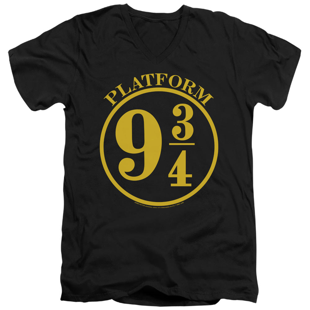 AN OFFCIALLY LICENSED HARRY POTTER 9 3/4 MEN'S V-NECK T-SHIRT BLACK