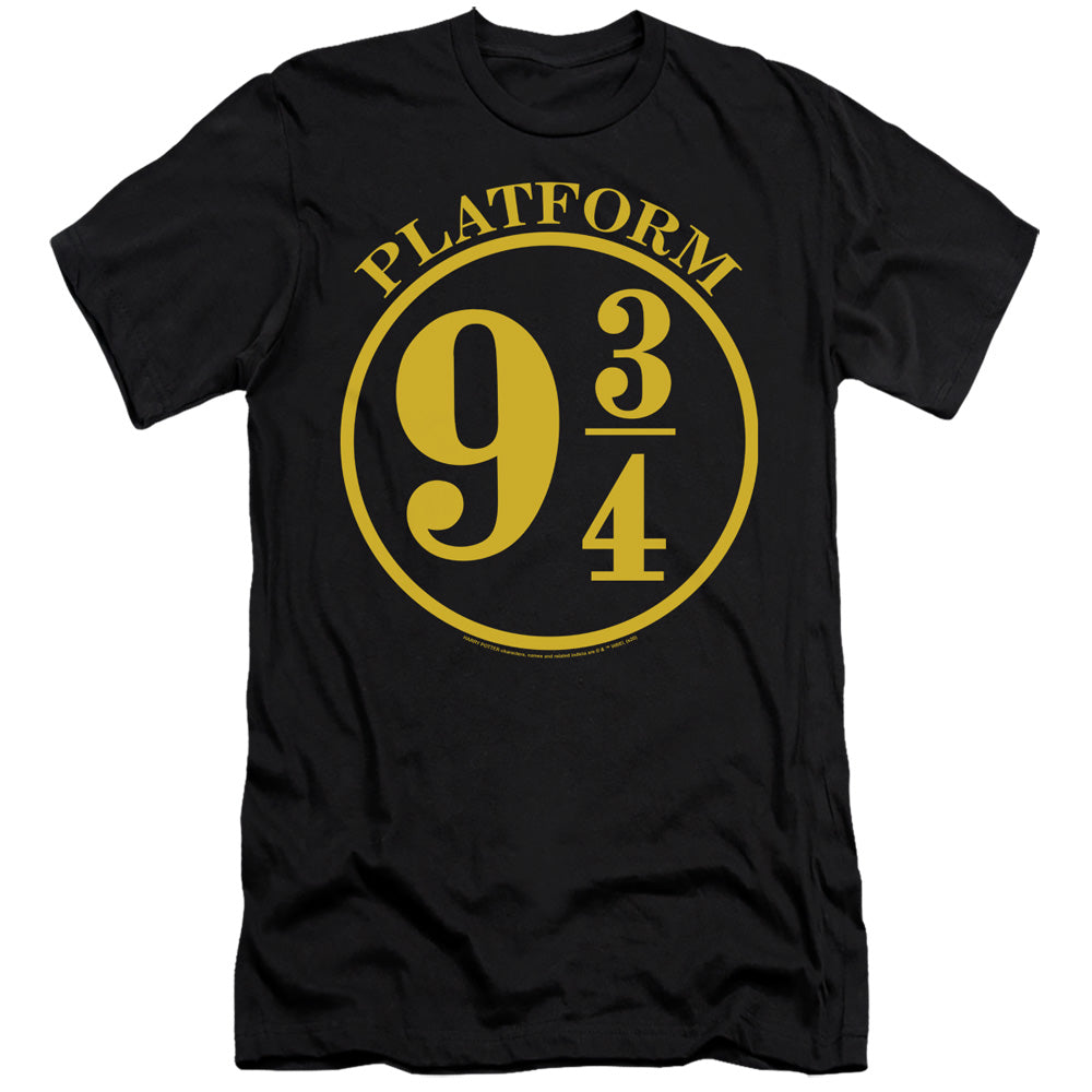 AN OFFCIALLY LICENSED HARRY POTTER 9 3/4 MEN'S PREMIUM SLIM FIT T-SHIRT BLACK