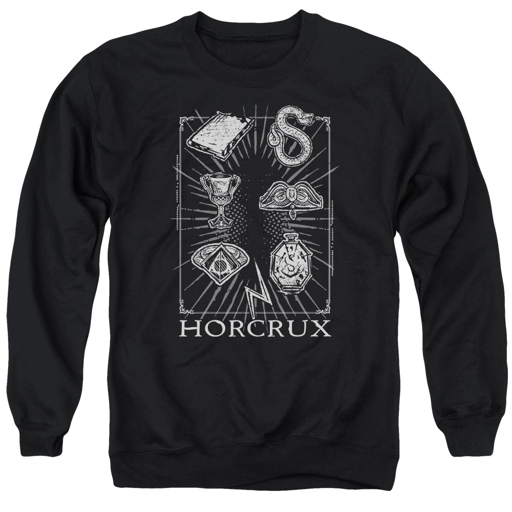 AN OFFCIALLY LICENSED HARRY POTTER HORCRUX SYMBOLS ADULT UNISEX CREWNECK SWEATSHIRT BLACK
