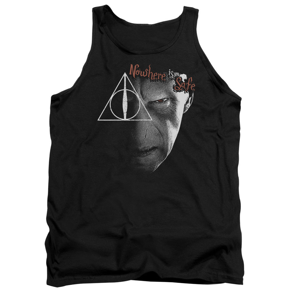 AN OFFCIALLY LICENSED HARRY POTTER NOWHERE IS SAFE ADULT UNISEX TANK TOP BLACK