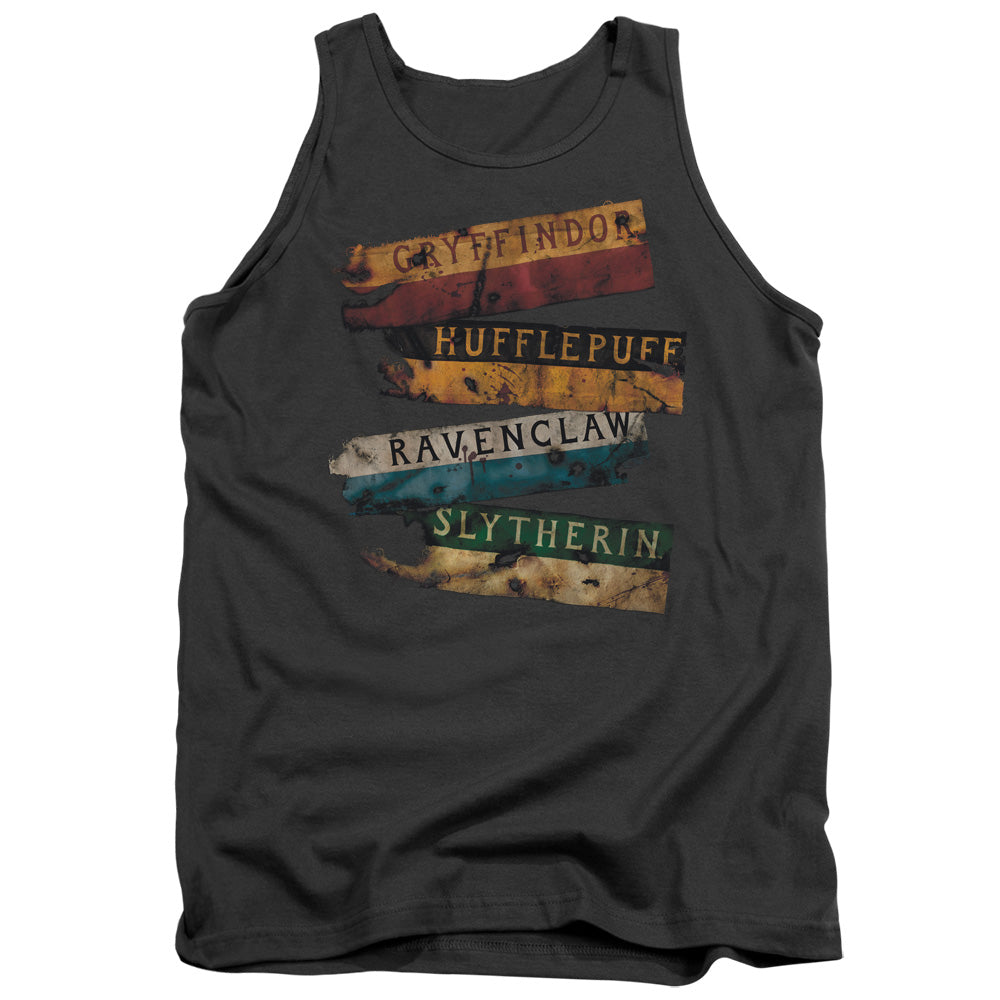 AN OFFCIALLY LICENSED HARRY POTTER BURNT BANNERS ADULT UNISEX TANK TOP CHARCOAL