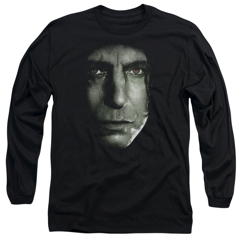 AN OFFCIALLY LICENSED HARRY POTTER SNAPE HEAD MEN'S LONG SLEEVE T-SHIRT BLACK
