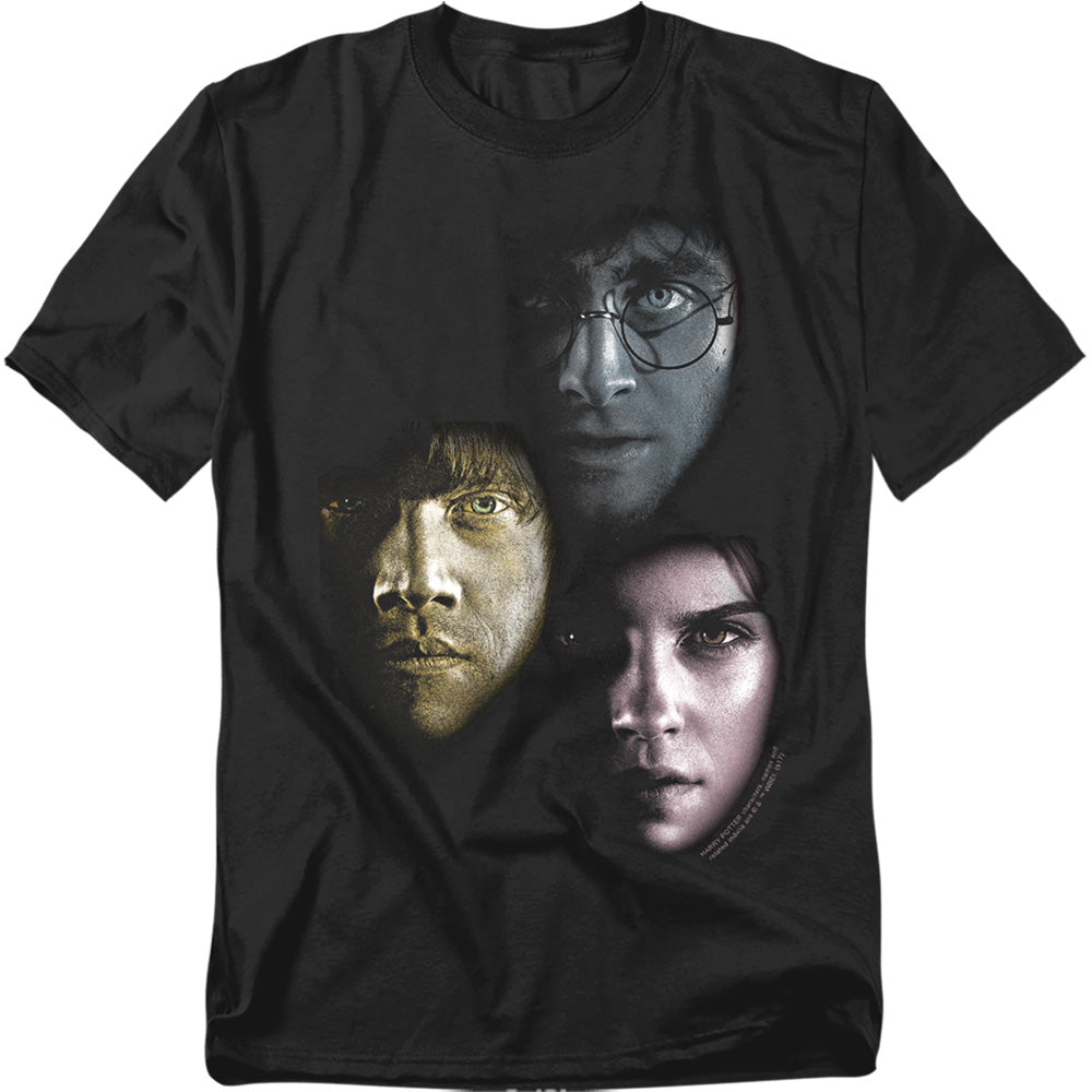 AN OFFCIALLY LICENSED HARRY POTTER HERO HEADS MEN'S REGULAR FIT T-SHIRT BLACK
